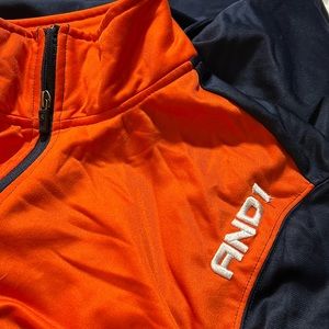 AND1 Track Jacket Mens Size Small Orange/Navy B…